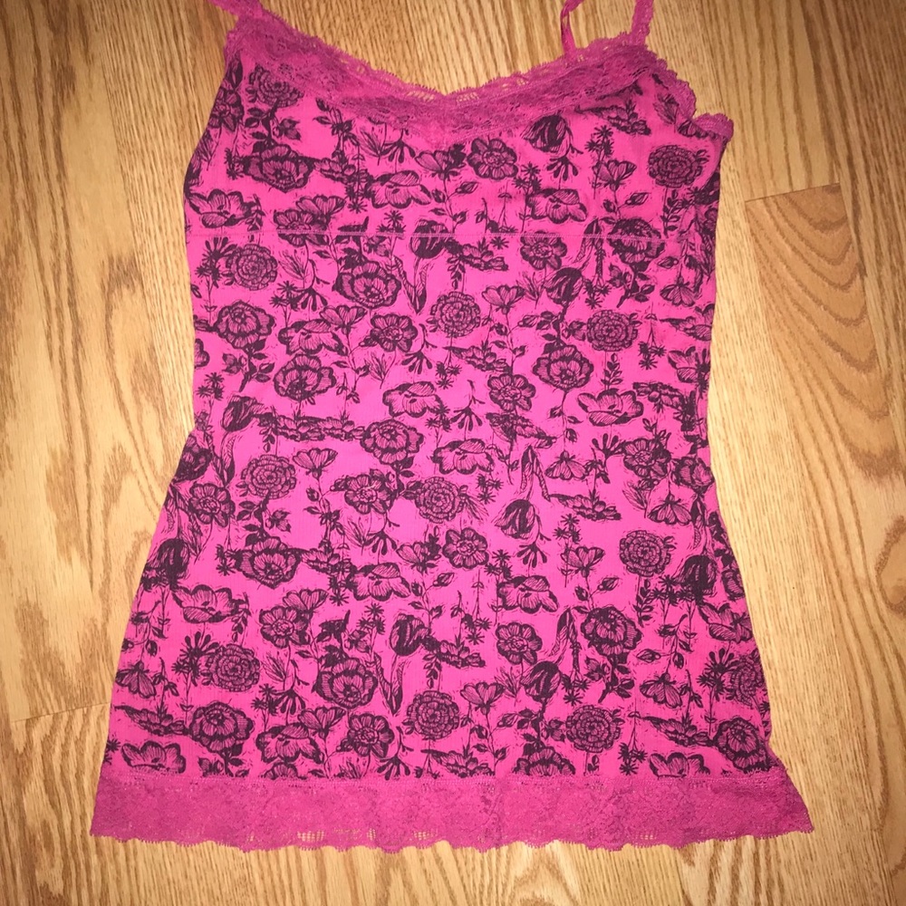 L Kirra Juniors Tank Top. Built in Bra. Pink/Black